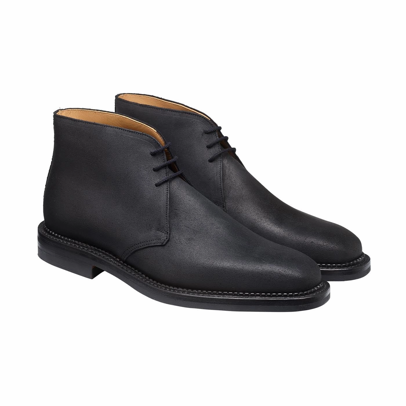 Flexible Material Ventilated Molton Black Rough-Out Suede