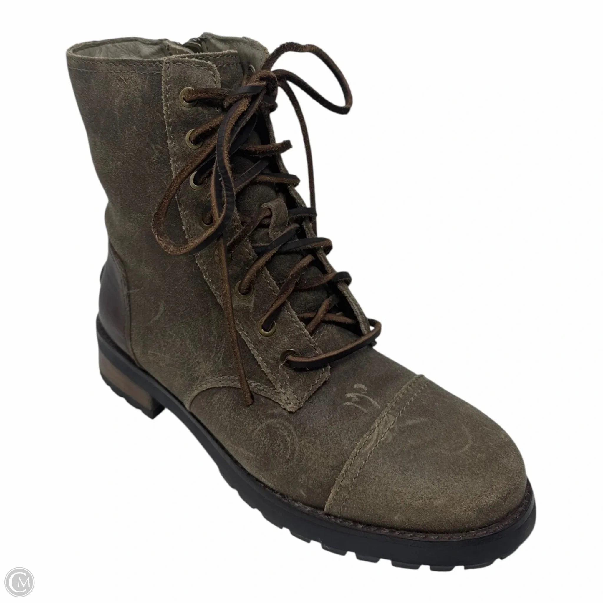 Trendy Boots Designer By Ugg In Taupe, Size: 6.5