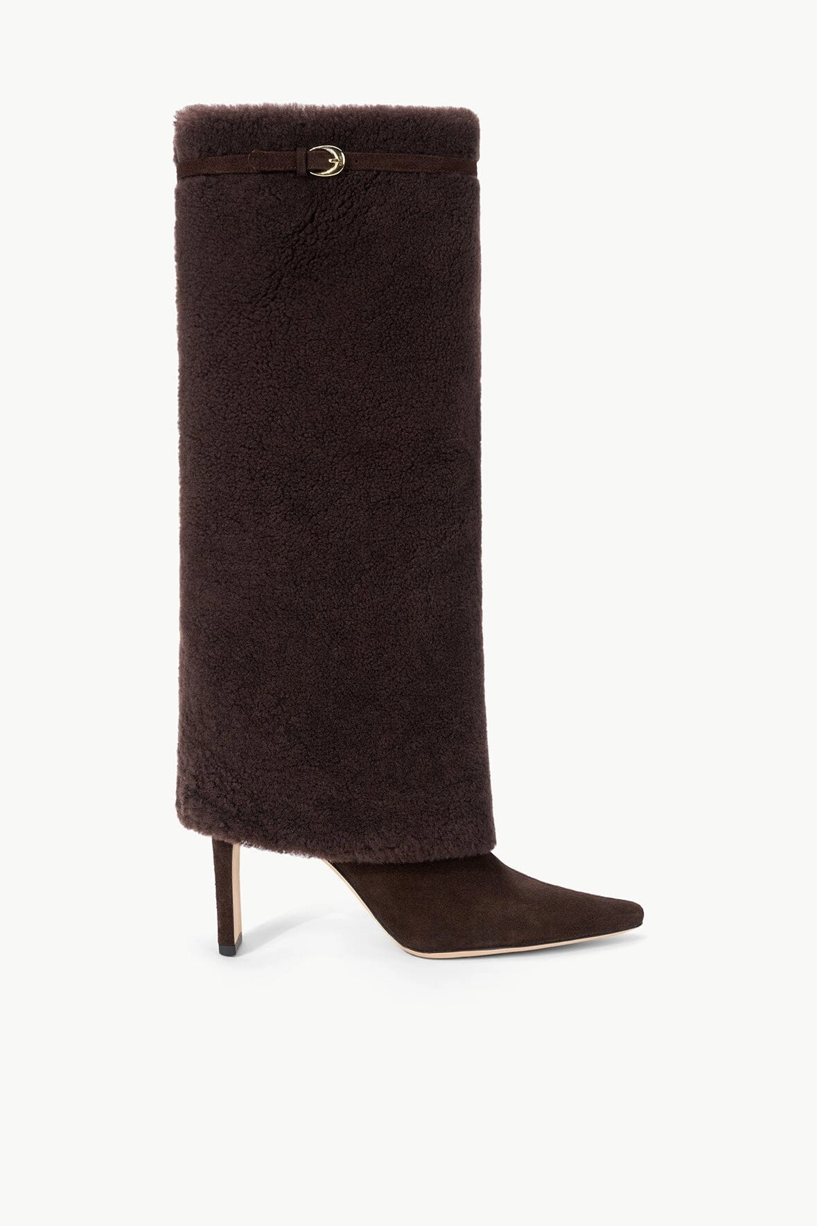 WALLY FOLDOVER HIGH HEEL BOOT | ESPRESSO SHEARLING All Day Travel Light Flexible Fit Busy Professionals