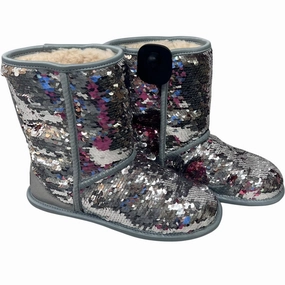 Boots Designer By Ugg In Pink & Silver, Size: 5 Zip Up