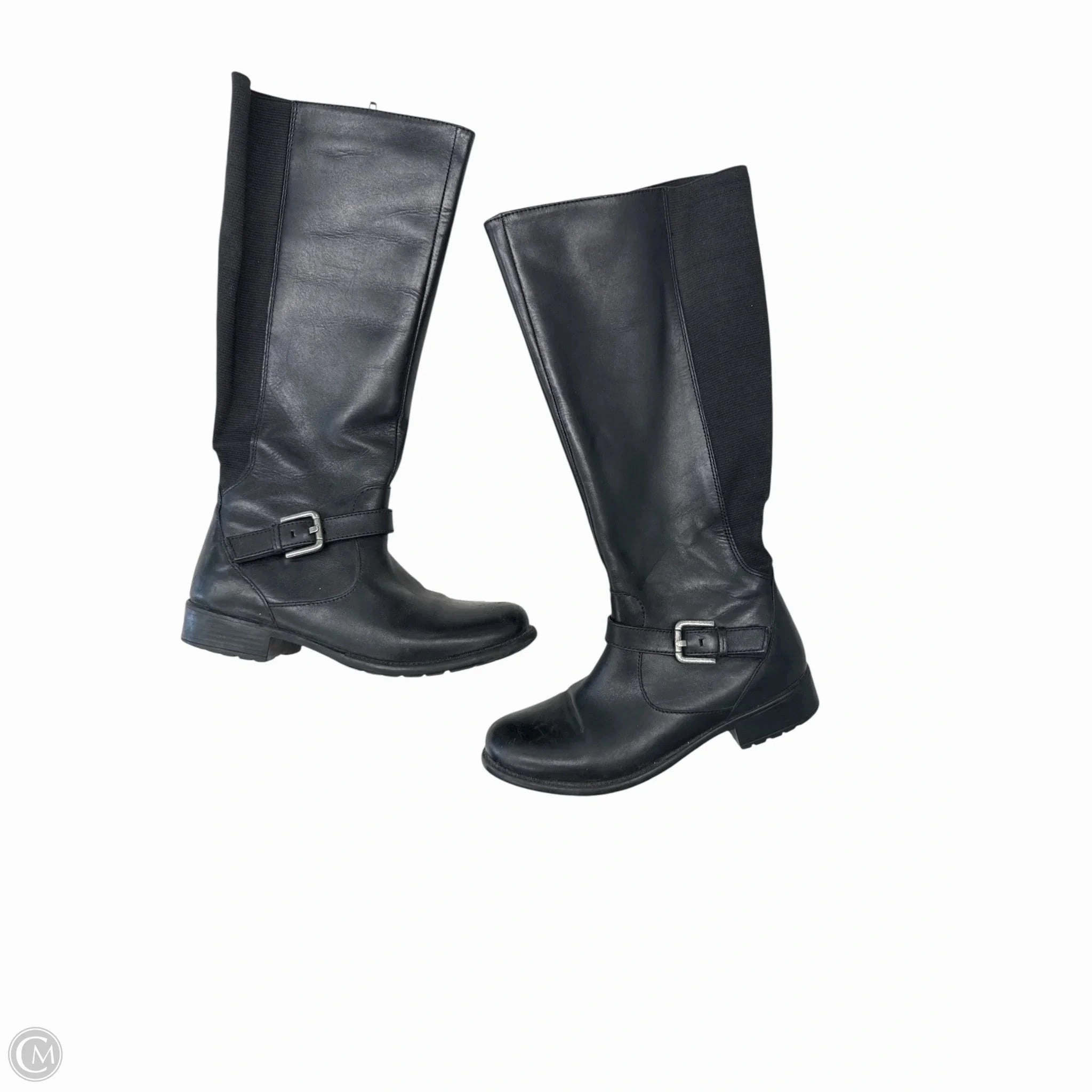 Boots Knee Flats By Clarks In Black, Size: 6 Comfort Gusset Grippy Outsole Weekend Wanderer