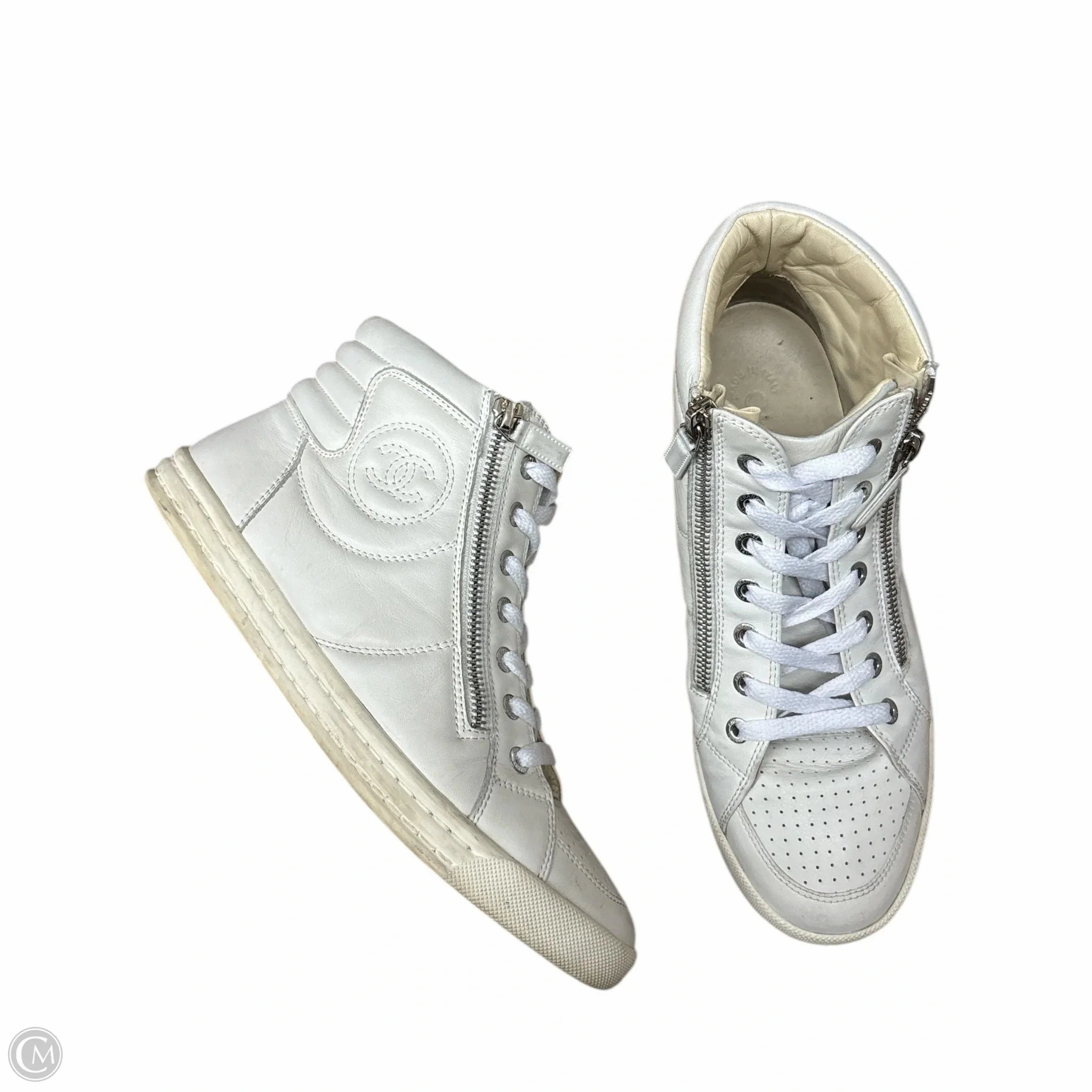 Desert Cool Color Play Shoes Luxury Designer By Chanel In White