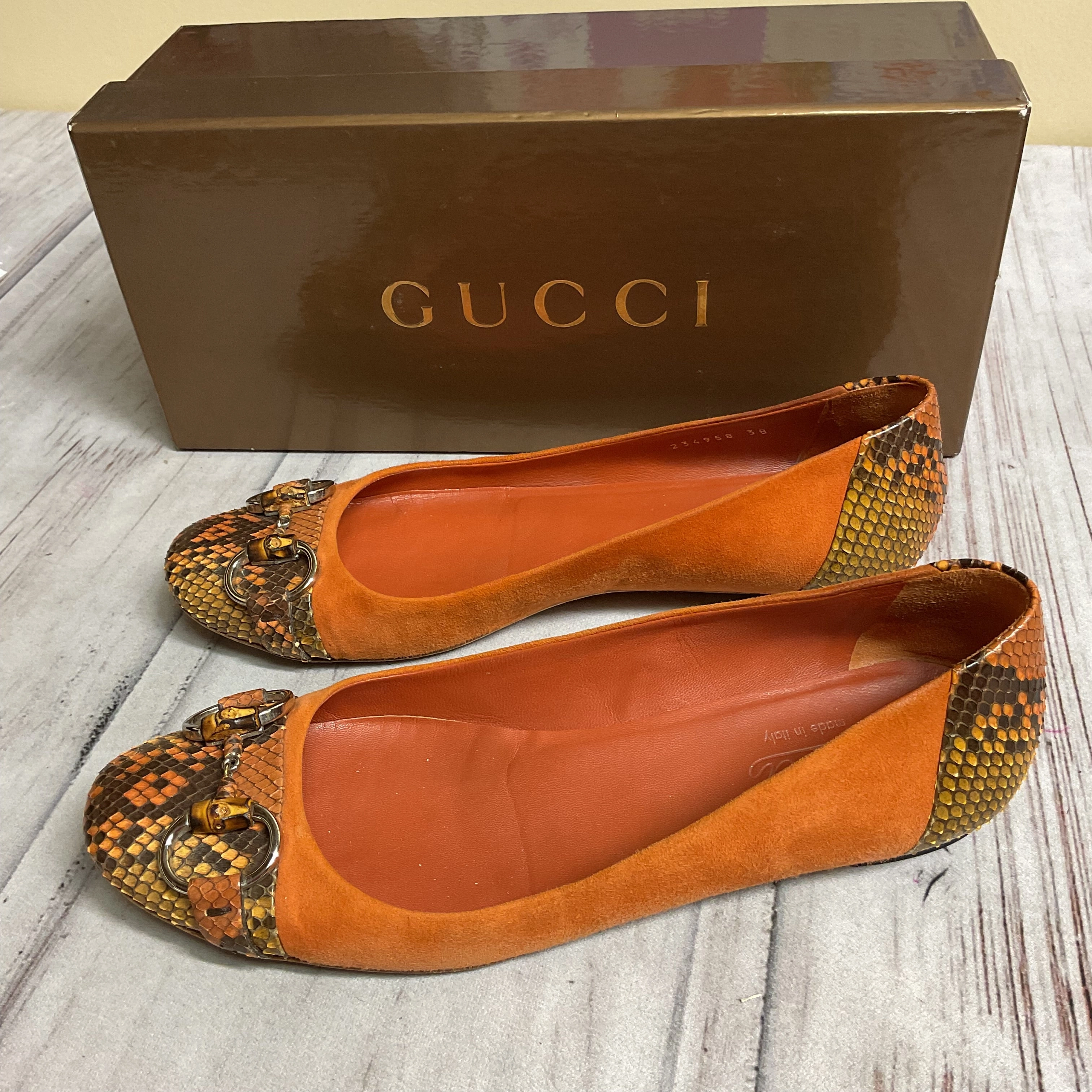 Shoes Luxury Designer By Gucci In Orange, Size:38 Ultra Light Airport Travel