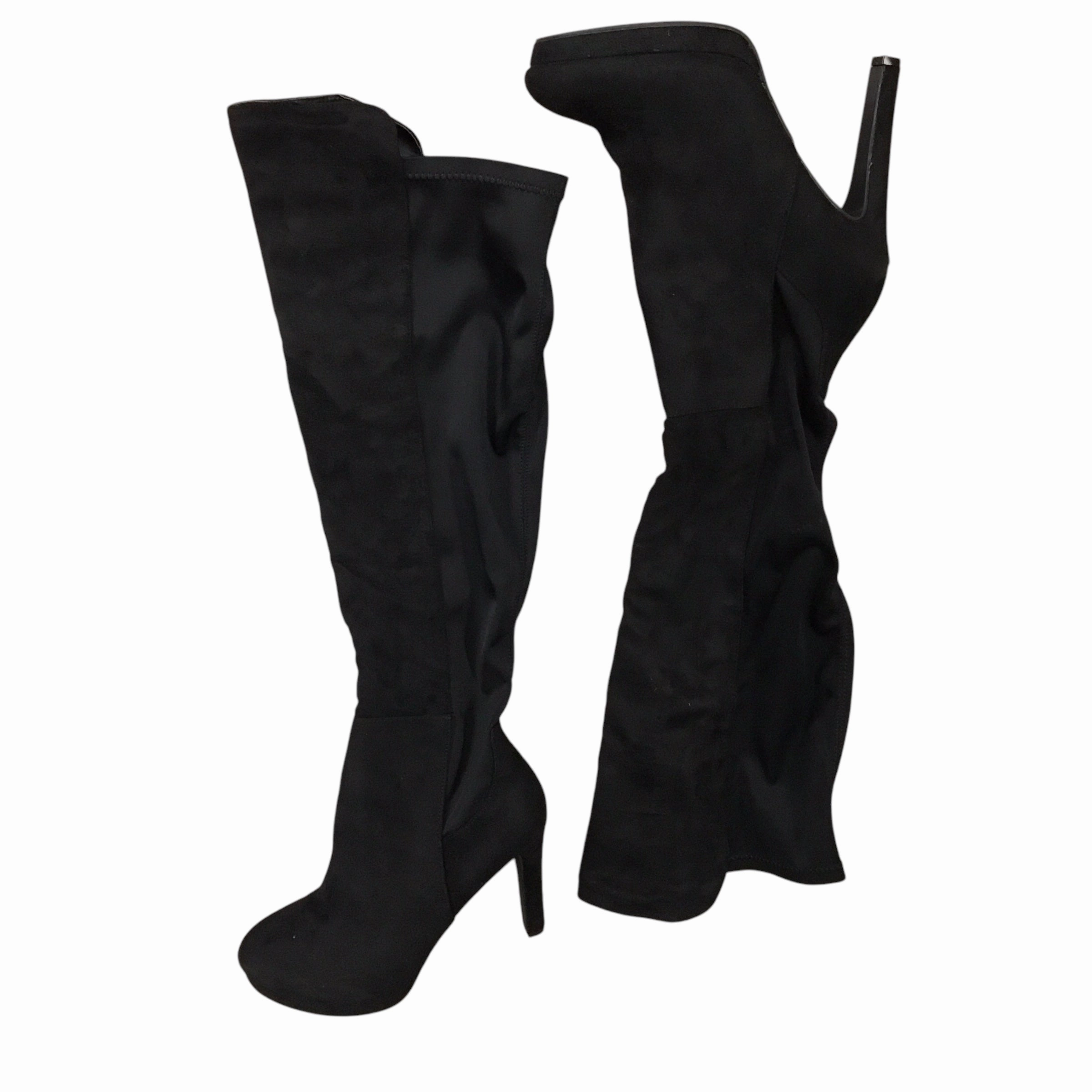 Boots Knee Heels By Fashion Nova In Black, Size: 11 Lined interior