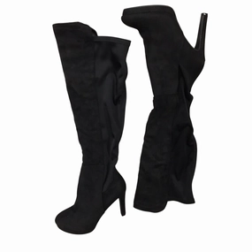 Boots Knee Heels By Fashion Nova In Black, Size: 11 Lined interior