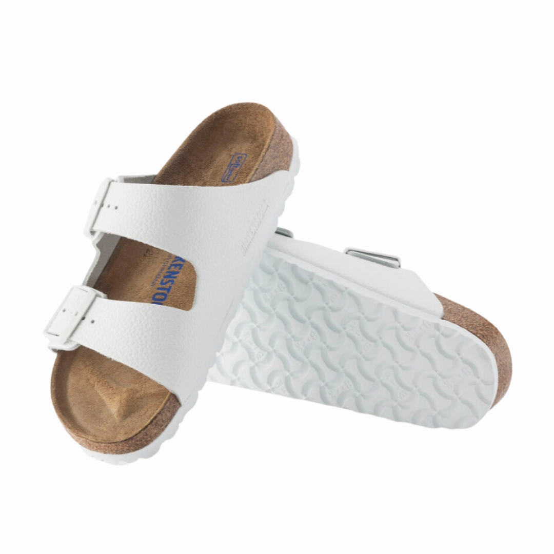 Women's Arizona Soft Footbed (Leather) - White Lightweight Slippers Fashion Slides