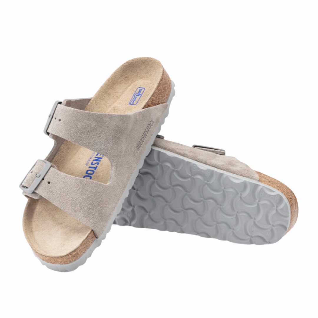 Women's Arizona Soft Footbed (Suede Leather) - Stone Coin (Narrow) Daily Wear Sandals