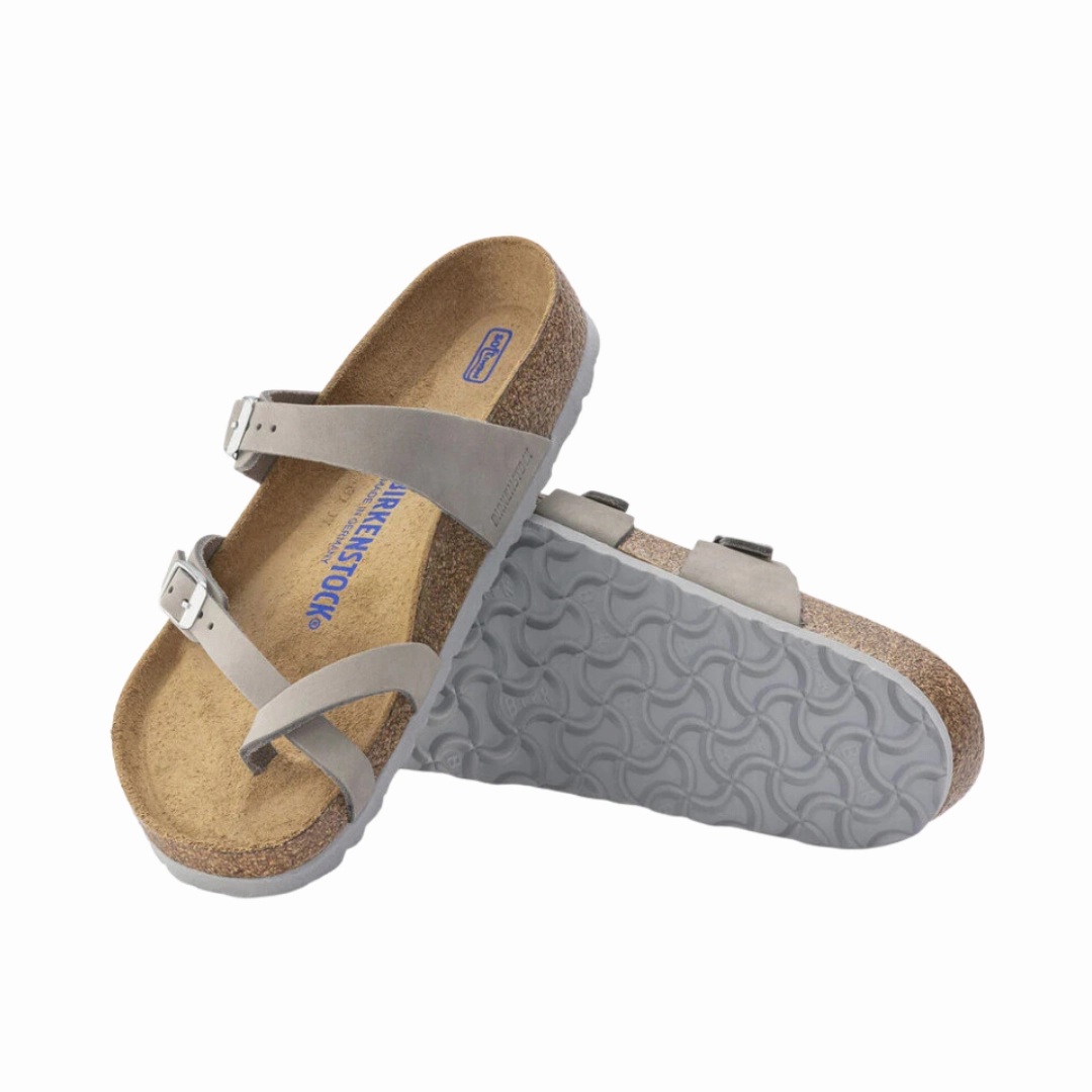 Women's Mayari Soft Footbed (Nubuck Leather) - Dove Gray Cool Comfort Slides Anti Odor