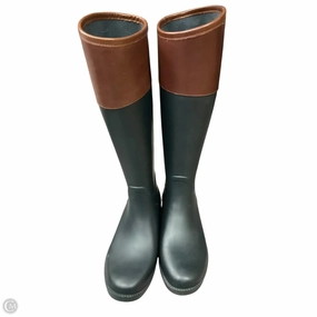 Toe Guard Boots Designer By Tory Burch In Black & Brown, Size: 8