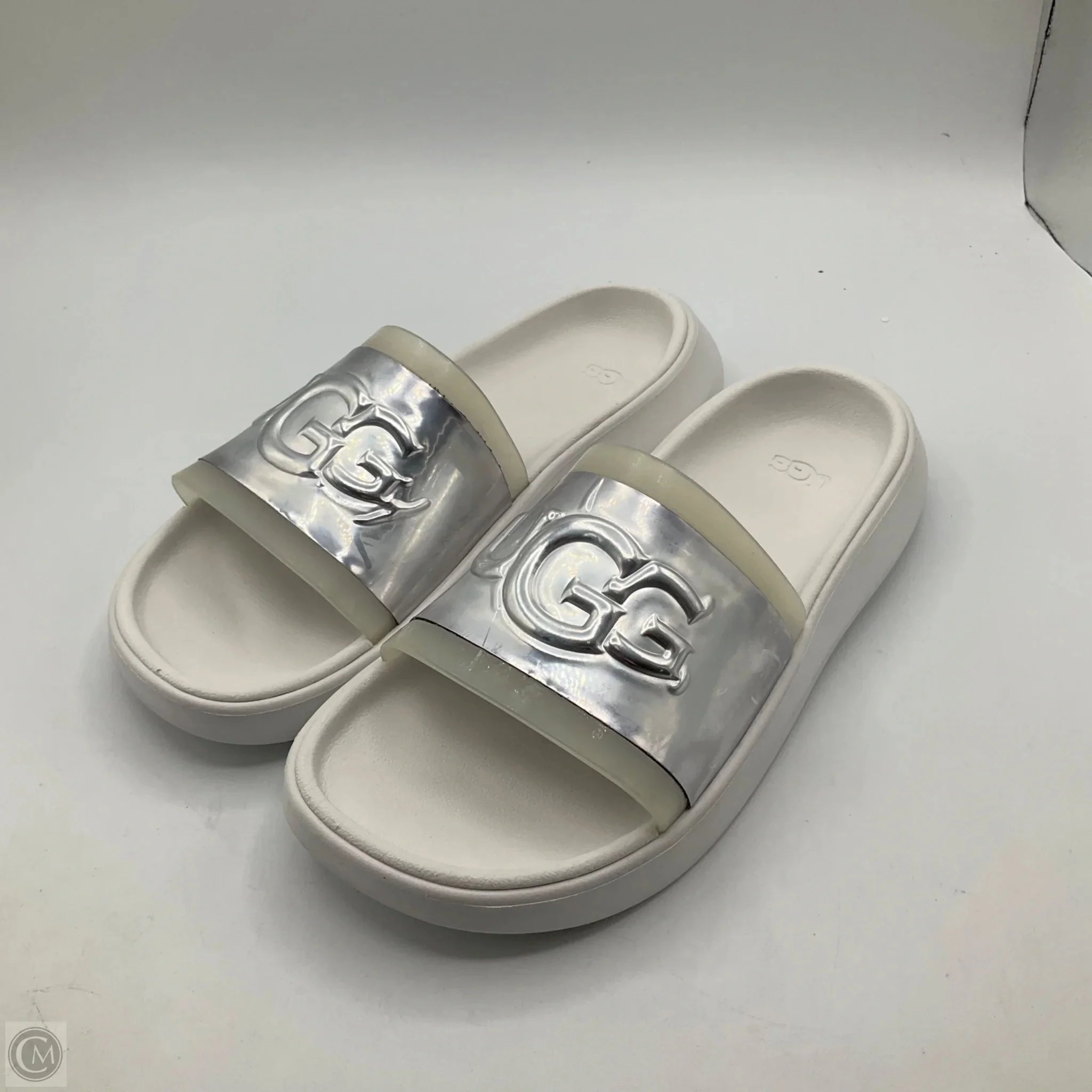 Buckle Fit Sandals Designer By Ugg In White, Size: 5